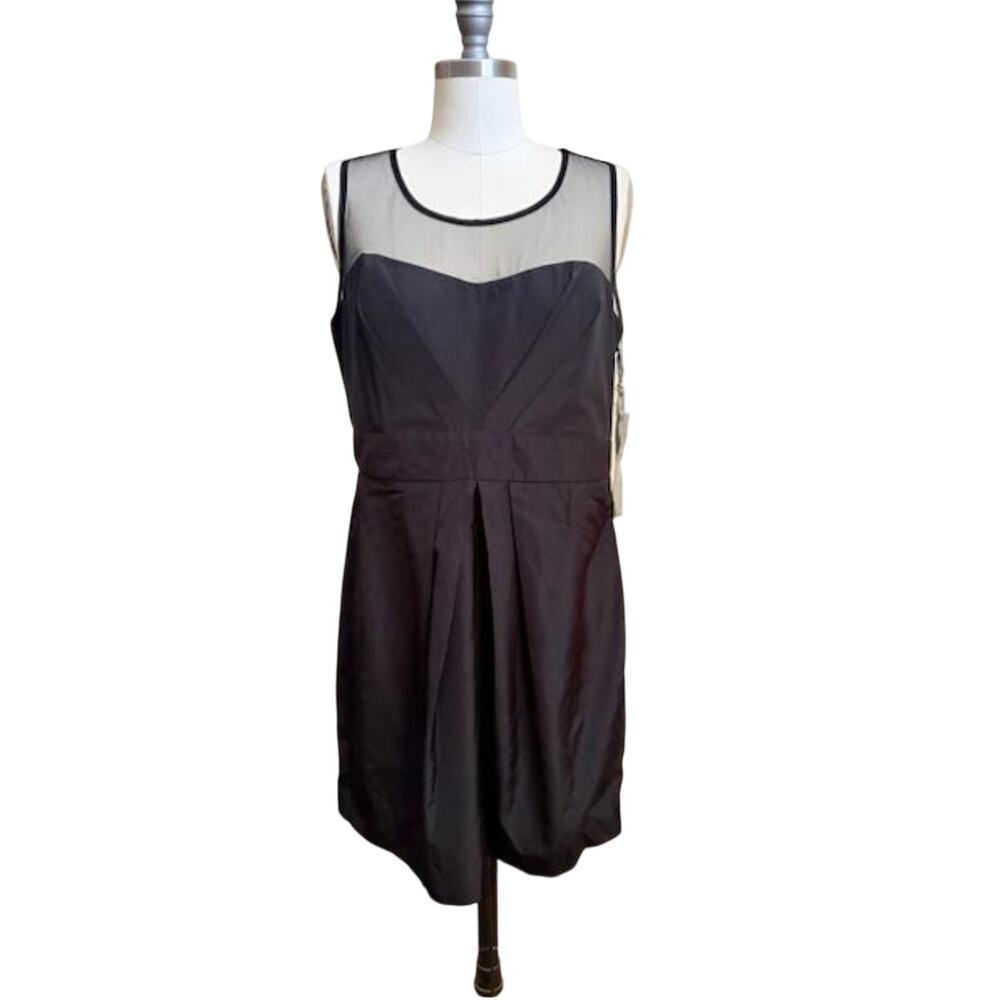 See Thru Soul Black Mesh Yoke Sleeveless Fit & Flare Dress L Juniors NWT